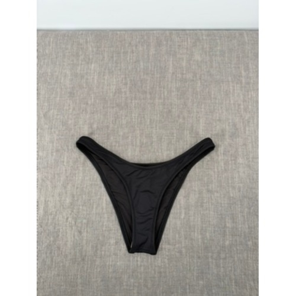 SKIMS Recycled Swim Cheeky Tanga Bikini Bottom Onyx Black Size XS NWT